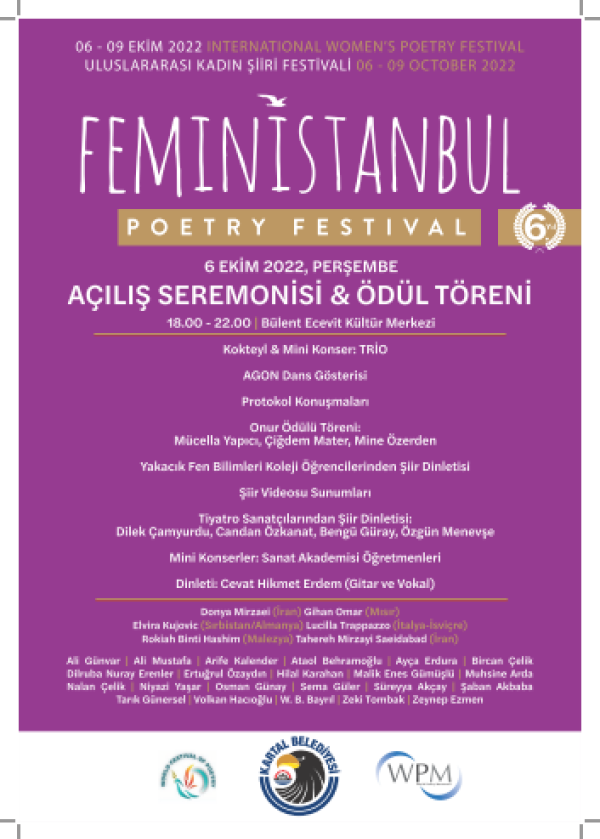 Kartal, 6. Uluslararası Kadın Şiiri Festivali FeminİSTANBUL’a ev sahipliği yapacak