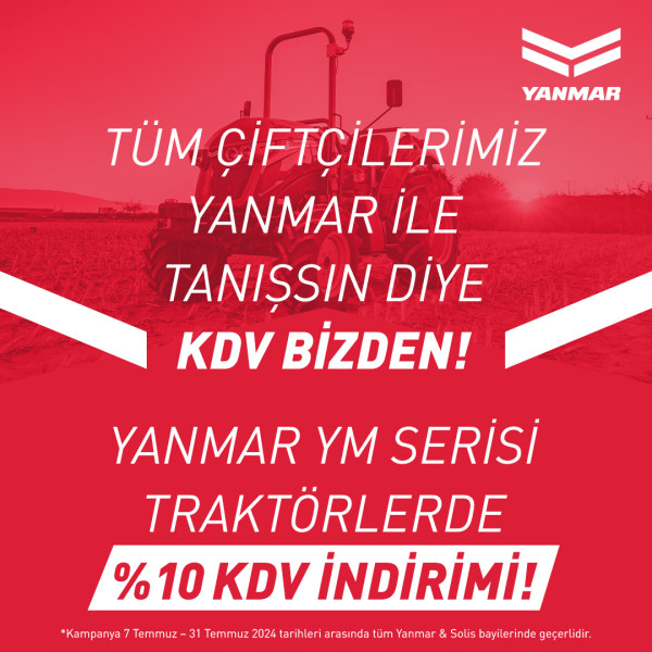 Yanmar YM serisi traktörlerde %10 KDV Bedeli Yanmar Turkey’den!